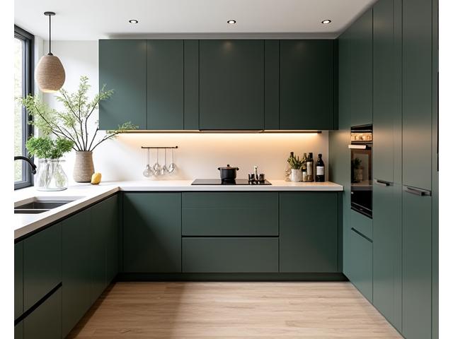 オーダーメイドの流し台と収納を備えたキッチン