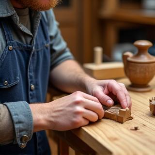 木工所で家具を製作する熟練の職人